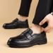Suitable For All Seasons Top Layer Sheepskin Men's Business Casual Shoes Thick Sole Round Toe Slip-On Fashion Versatile Trendy Driving Loafers_vogvips.com