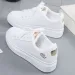 Women's White Shoes New Design Korean Casual Style Print Rose Flat Bottom Triple Sliver Gold Free Shipping 456_vogvips.com
