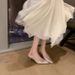 In Stock Sheepskin Version~Su Yinyin Starry Pointed Toe Mesh Rhinestone Backless High Heel Sandals Women's Evening_vogvips.com