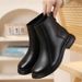 2025 New Spring And Autumn Leather Sole Soft Surface Shoes Large Size Square Heel Women's Fleece-Lined Cotton Boots_vogvips.com