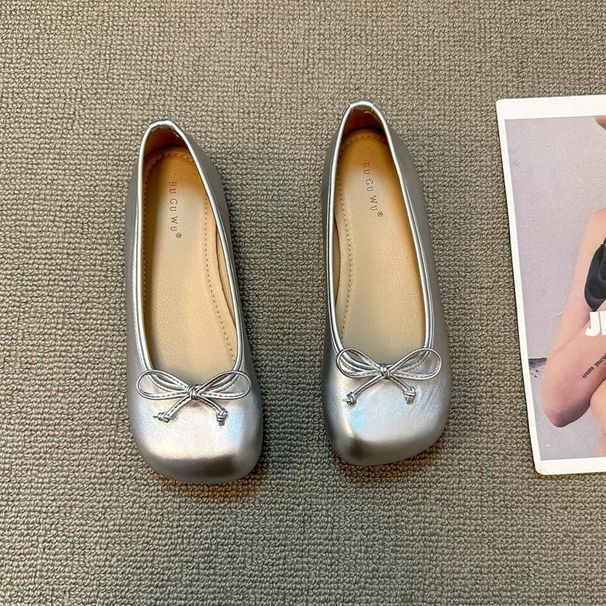 Gentle Style Soled Grandma's Summer 2025, New Soft Leather Flat Bottomed Butterfly Bow Pregnant , Single Shoes For_vogvips.com
