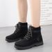 Women's Flat Ankle Boots With Slip-Resistant Sole - PU Leather Round Toe Lace-Up Boots For All Seasons (Sizes 36-42, Black/Beige/Pink/Camel)_vogvips.com