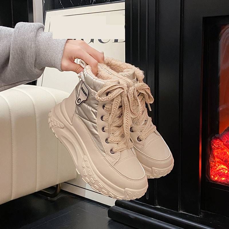 Women's Shoes Thick Soled High Top Women's Shoes Winter Plus Velvet Warm All Match Ins Student Casual Sports Cotton Shoes K6719_vogvips.com