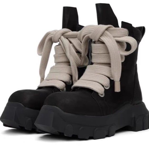 Men's Shoes Mid Calf Boots Leather Boots – Chunky Sole Combat Boots (Motorcycle & Street Style)_vogvips.com