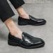 Large Size Business Mengke Men's Solid Color Thick Soled Formal Leather Shoes, Korean Version Office Loafers_vogvips.com