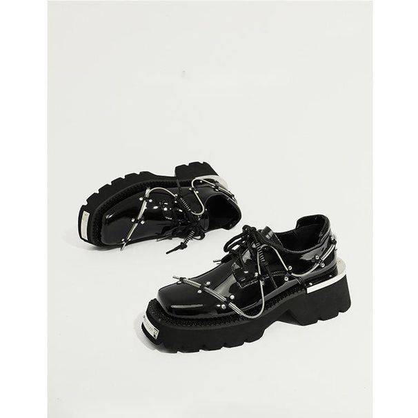 British-style Niche Derby For Women, Designer Leather Shoes With Spring Mechanism, 2024 New Vintage Square-toed_vogvips.com
