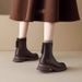 Elastic Thick-Soled Short For Women 2024 New British Style Martin With Back Zipper Slim Brown Autumn Winter Super_vogvips.com