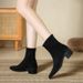 Trendy Short For Women 2025 Autumn New Style Single Thick Heel Back Zipper French Suede Ankle Martin Boots_vogvips.com