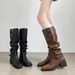 Cowhide Version ~ Thick-Soled Over-the-Knee For Women, Two-Way Wear Belt Buckle, Slouch With Chunky Heels, High Tube_vogvips.com