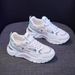 Summer Women's New Breathable Mesh Korean Style Versatile White Sneakers Thick Sole Sports Casual Dad Shoes_vogvips.com