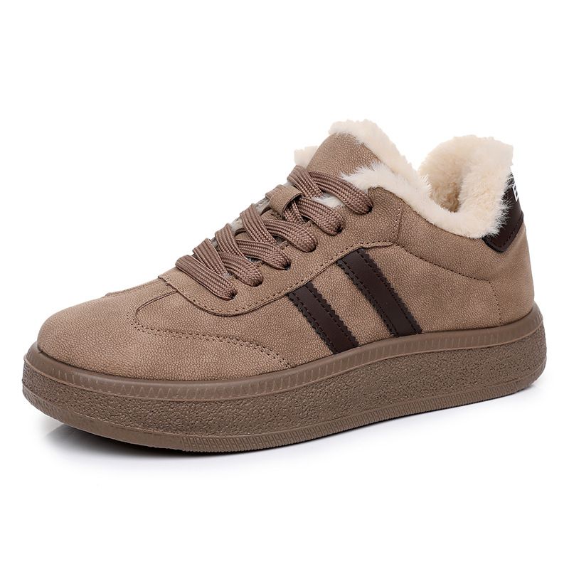 Women's 2025 Winter New Style Fleece And Thickened Front Lace-up German Training Shoes Bread Shoes_vogvips.com