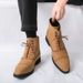 New Fashion Retro Martin Boots Men's Thick Sole Lace-up Business Leather Men's Boots Round Toe Thick Sole High Top Leather Boots Chelsea Short Boots_vogvips.com