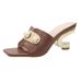Brown Fashion Women S Shoes High Heels Hollow Pearl Metal Shiny Pointed Sandals_vogvips.com