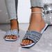Spring/Summer New Rhinestone Flat Sandals For Women, Fashionable Square-Toed Slide Sandals, Large_vogvips.com