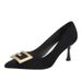 Cross Border High Women Thin Heels Spring And Autumn New Style Elegant Pointed Toe Professional Single Black_vogvips.com