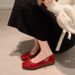 Small Size 313233 New Style Hidden Heel Super Soft Square Toe Bow Commuter Ballet Shoes Flats Women's High Heels_vogvips.com