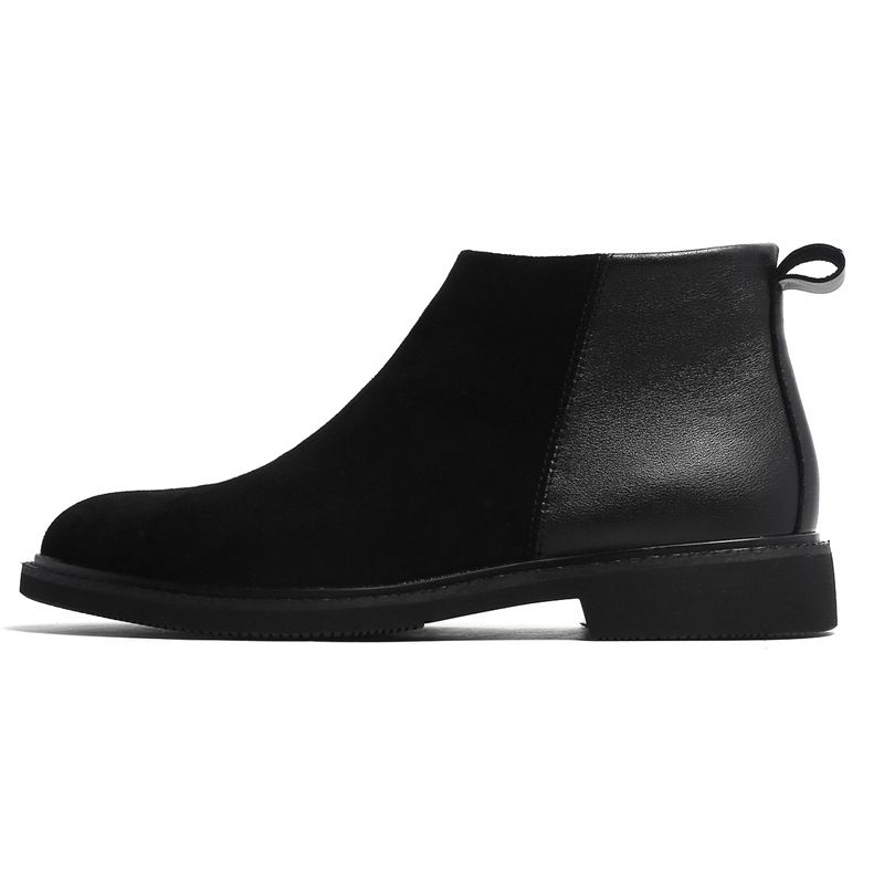 New men's fashion men's boots middle black low-top casual leather shoes_vogvips.com
