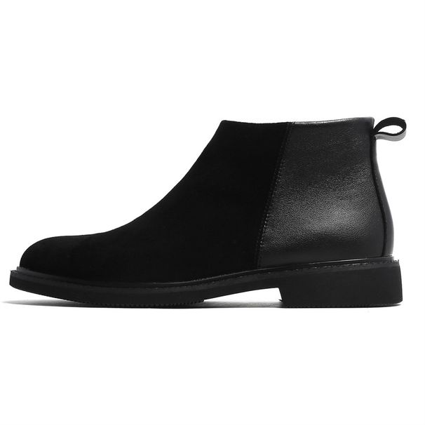 New men's fashion men's boots middle black low-top casual leather shoes_vogvips.com