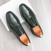New Fashion Men's British Black Business Casual Loafer Shoes Daily Driving Office Leather Shoes One Foot Pedal Lazy Brown Banquet Dress Wedding Men's_vogvips.com