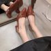Chunky-heeled Shallow-toe Closed-toe Sandals Open Back For Women, New Spring-summer Korean Style Pointed-toe Mid-heel To_vogvips.com
