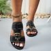 Women’s Shoes Summer New Square Buckle Comfortable Flat Large Size Sandals For Women_vogvips.com