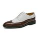 New Black And White Color-block Carved Brick Men's Shoes For Men's Business Leather British Derby Shoes Pointed Toe Banquet Wedding Leather Shoes_vogvips.com