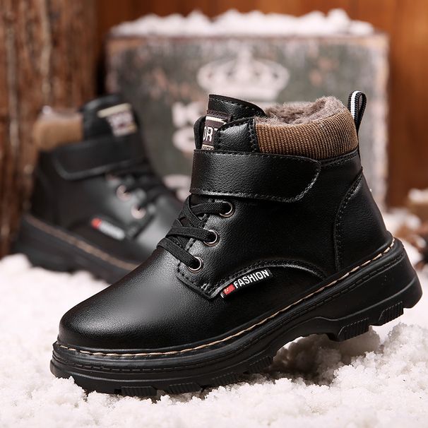 Children S Martin Boots Boys Winter Primary School Students Mid Top Plus Velvet Thick Girls Keep Warm Sized Children Cotton Shoes_vogvips.com