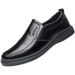Men's Business Leather Slip-On Lazy Soft Sole Dad Driving Solid Color Versatile Fleece-Lined Casual Shoes_vogvips.com
