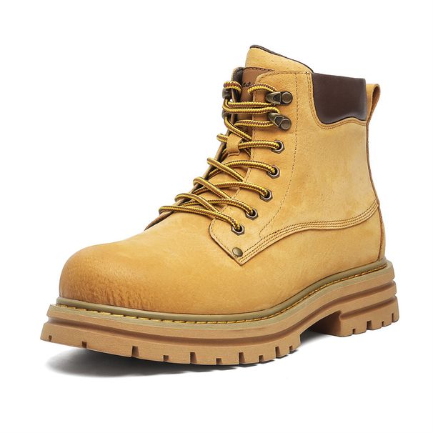 Thick-soled Heightening Rhubarb Boots, Men's And Women's Martin Boots, Casual Mountaineering Kicks, Not Bad, Bumblebee Tooling Boots_vogvips.com