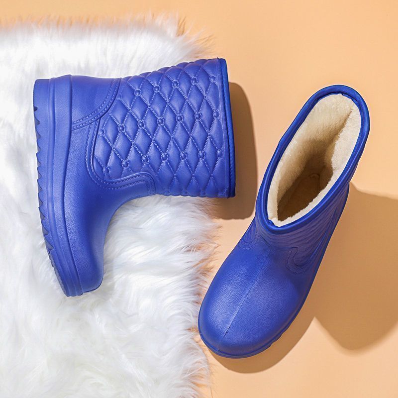 Waterproof And Fleece Women's Warm EVA Rain Boots For Laundry, Car Washing, Kitchen Hygiene Shoes, Work, Anti Freezing,_vogvips.com
