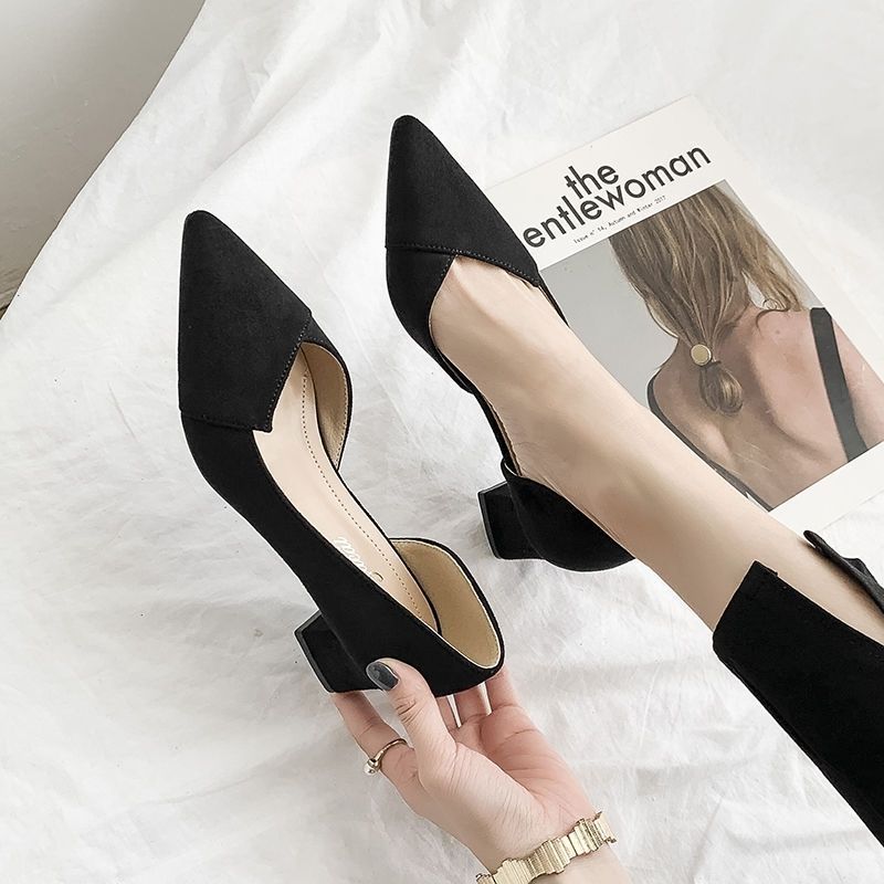 Simon Laina Women's 2026 Spring And Autumn New Pointed Professional Work Shoes Versatile Black High Heels_vogvips.com