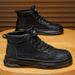 Martin Boots Men's Shoes Waterproof And Non-slip Chef Shoes Men's Work Shoes Leather Shoes Short Boots_vogvips.com