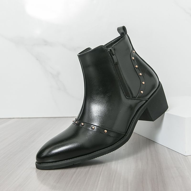 New Fashion Chelsea Boots Men's Pointy Toe Retro Boots British Men's Boots Leather Boots Leather Shoes_vogvips.com