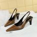 2A03 Style Minimalist Tapered High Heel, Shallow Mouth, Small Square Toe, Hollowed Out Back Strap, Versatile Women's_vogvips.com