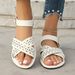 Round Toe 2025 New Plus Size Flat With Hollowed Out Casual Roman Shoes, One Button Open Toed Women's Sandals_vogvips.com