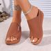 Large Thick Bottom Casual 2025 New One Word Solid Color Simple Fashion Fish Mouth Slippers_vogvips.com