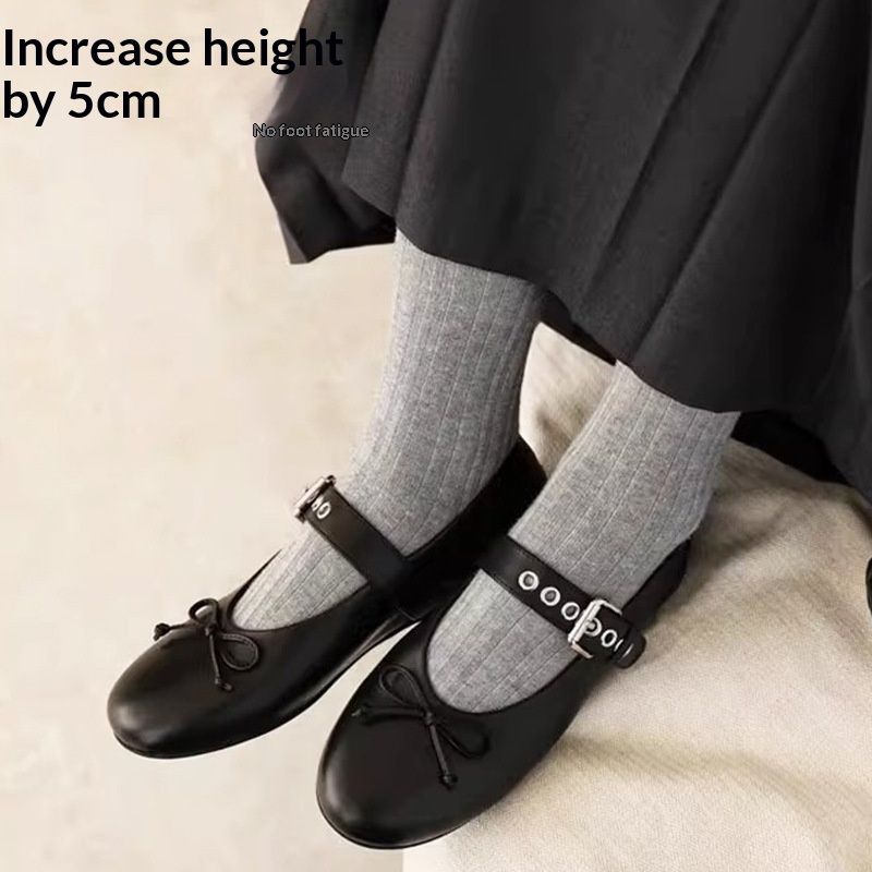 Dance Shoes 2025 Spring Miu Bow Ballet Round Toe Shallow Mouth Flat Single Elegant Retro Mary Jane Women's Shoes_vogvips.com