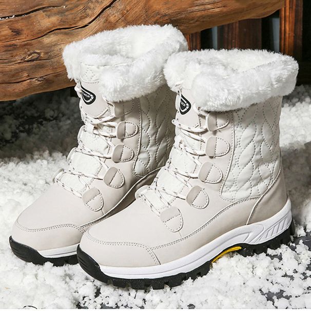 Snow Boots, Women's Mid Length Plush Cotton Boots, Adult Skiing Anti Slip Warm Boots, Shoes_vogvips.com