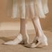 Mary Jane Mid-heel Pointed-toe Small Leather Shoes Are Versatile For Women. Soft Leather Is Comfortable And Comes With A Thick Heel_vogvips.com