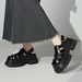 Cameido Women'S Platform Roman Sandals Knitted Ankle Wrap Caged Shoes With Strap Buckle Backless_vogvips.com