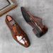 Voyage 2022 New Men's Leather First Layer Cowhide Split Edge Bead Business Formal British Style Three-Section Uniform Shoes_vogvips.com