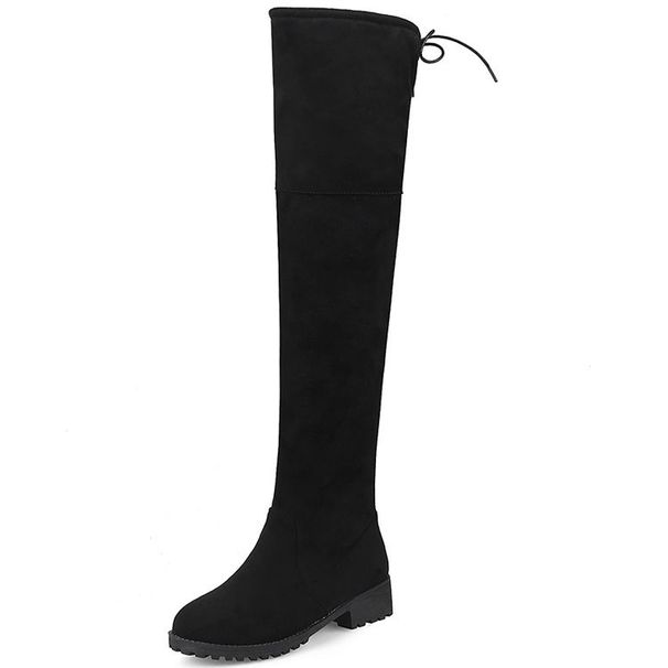 Over-the-Knee Long For Women, Stretch Slimming Plus Size Suede Women's Boots, Sizes 40-46, Back Lace-Up Riding Boots Z8_vogvips.com