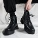 European Warm Series Side Zipper Martin Men British Style Genuine Leather Black Workwear Motorcycle Winter Height Increasing High Top Short_vogvips.com