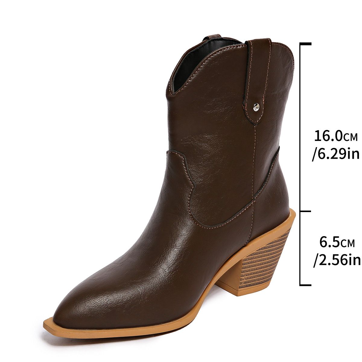 Women's British Style Plus Size Mid Heel Ankle Boots Pointed Toe Martin Boots Retro Design_vogvips.com