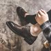 Autumn New Carved Block British Formal Leather for Men's Korean Leisure and Business, Elevated Wedding Groom Shoes_vogvips.com