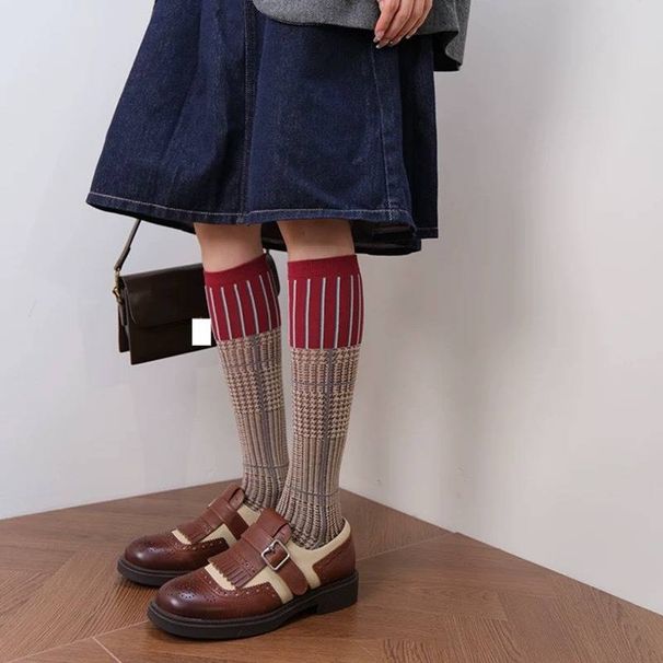 Men & Women's Houndstooth & Checkered Knee-High Socks – American Retro Style, Breathable Cotton, Vintage-Inspired Casual & Smart Socks_vogvips.com