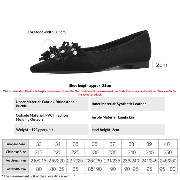 Cameido Retro Velvet Pointed Toe Flats For Women Spring Crystal Bow Shallow Mouth Fashion Shoes_vogvips.com