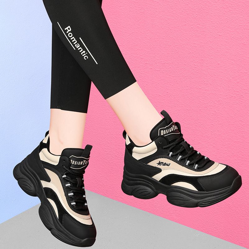 2025 New Thick-Soled Trendy Non-Slip Dad For Women Spring And Autumn Panda Shoes Black Sneakers That Make Feet Look_vogvips.com
