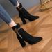 Z Autumn Winter Pointed Toe Slim Short Women Chunky Heel 2024 New Elegant Fashion High Heels Internet Celebrity Martin_vogvips.com
