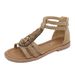 K9001-4 New 2025 Summer Women's Bohemian Beaded Zipper Rhinestone Roman Flat Sandals_vogvips.com